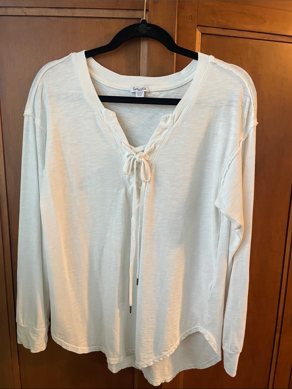 Spendid cream small long sleeve 100% cotton top